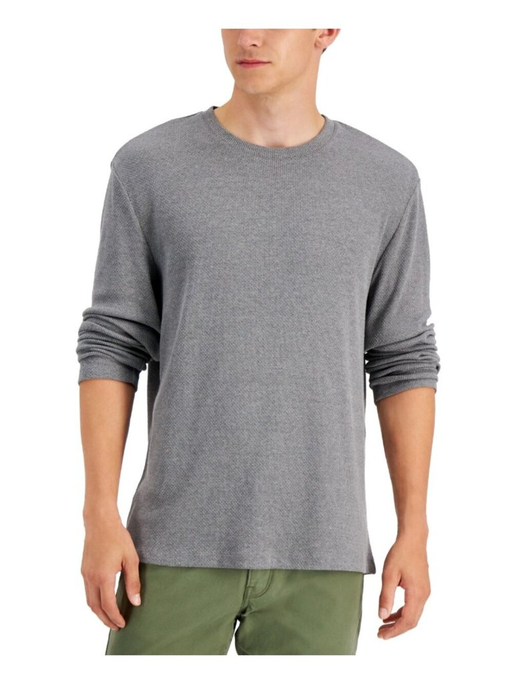 Alfani Men's Textured Crewneck Shirt Gray Size XXL